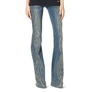 👖 Michael Kors New Gold Studded Flare Jeans